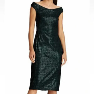 Ralph Lauren Special Occasion Dark Fern Sequin Chenille Sheath Dress Size 12 NWT